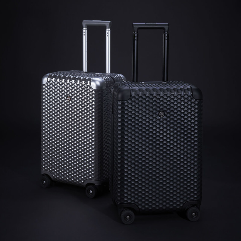 Hunting World's first hardshell suitcase has a honeycomb exterior that's designed for durability